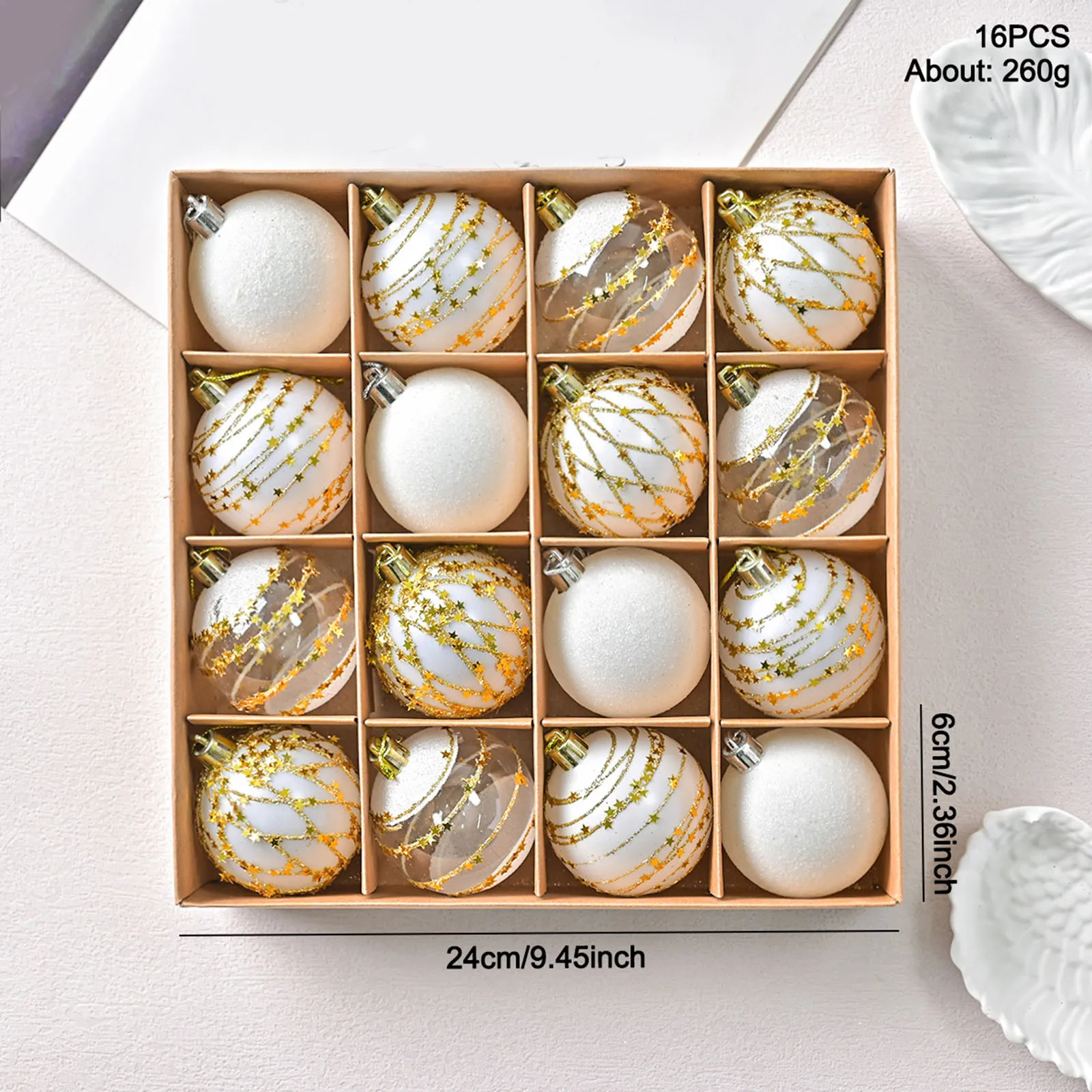 

16 шт./кор. блестящие блестящие рождественские шары, небьющиеся рождественские елочные подвесные украшения, подвески, украшения для вечеринок, 2025