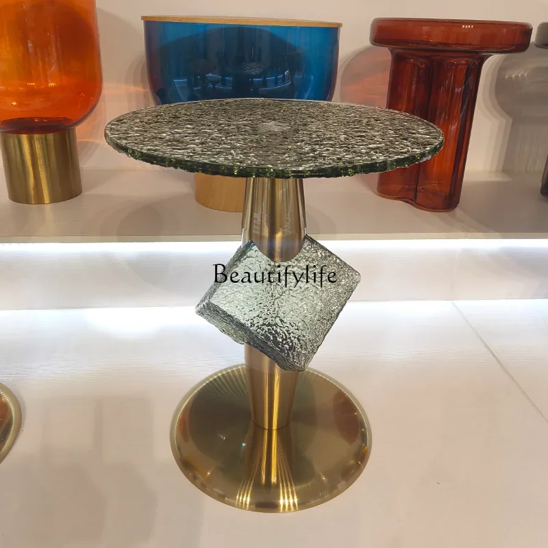 FG17Light طاولة القهوة الفنية الحديثة الفاخرة الجديدة تموج الماء جولة المنقولة فندق شقة صغيرة طاولة زاوية