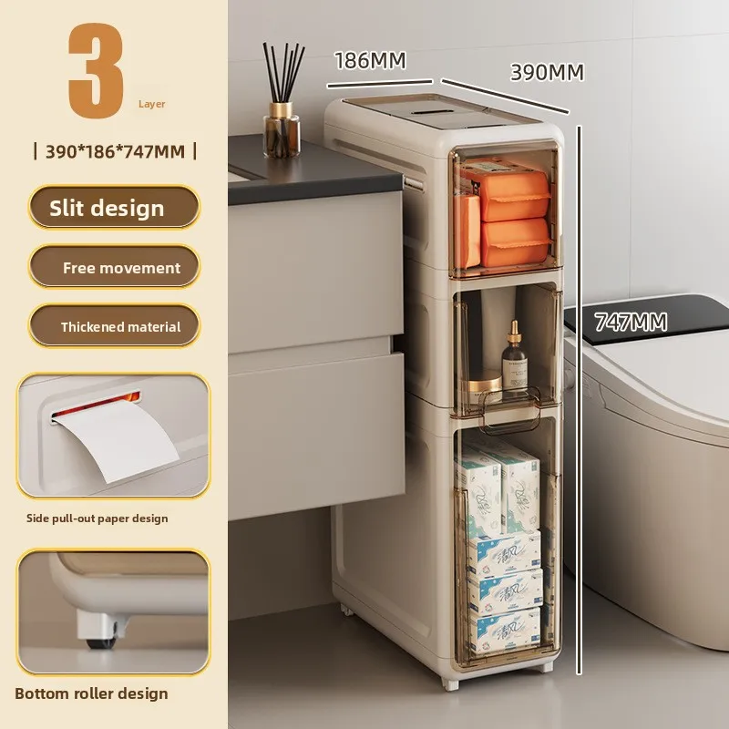 

Crack storage cabinet, bathroom gap drawer waterproof locker