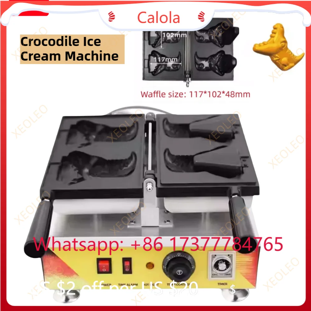 Crocodile-shaped Ice Cream Waffle Maker 1500W Commercial Taiyaki Machine