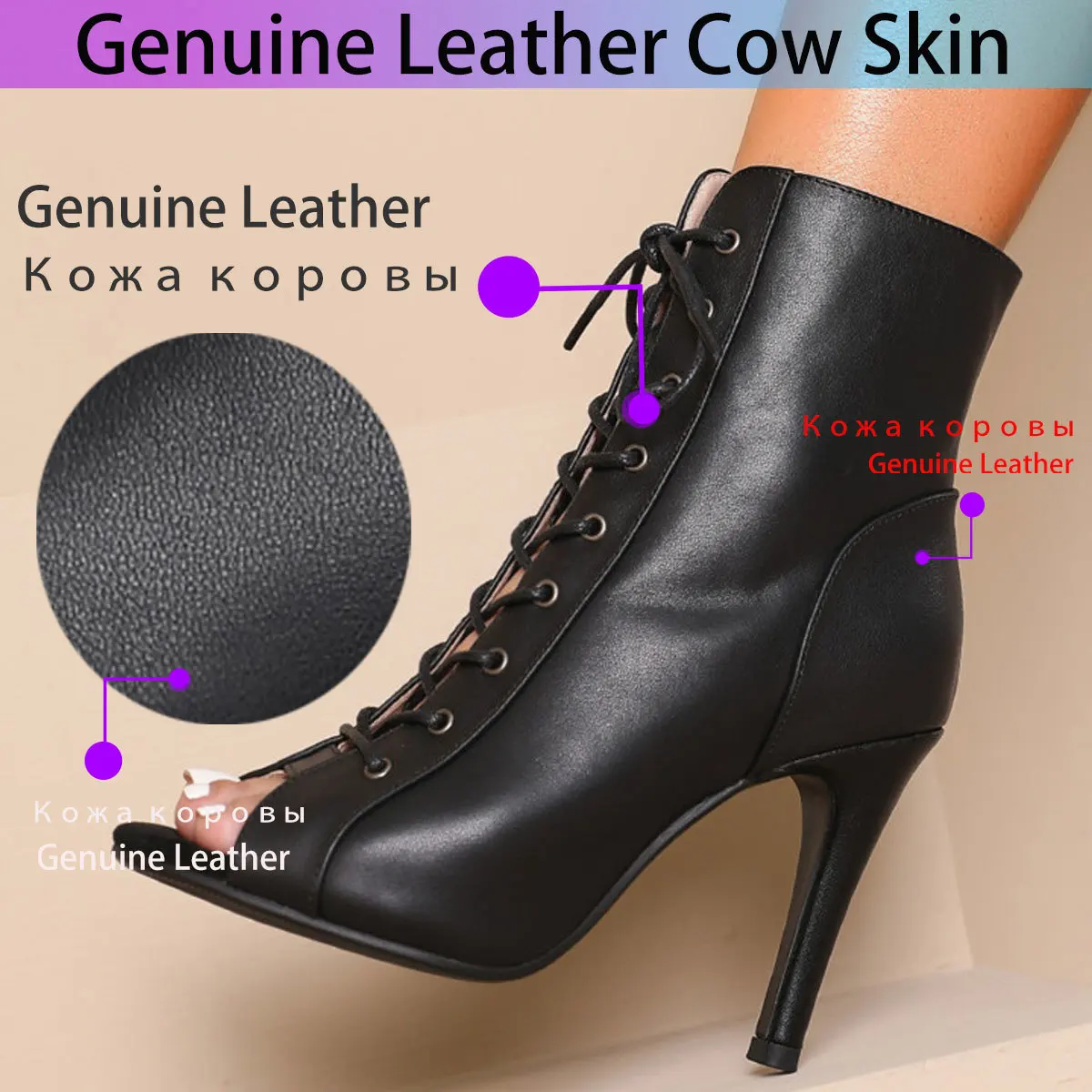 Genuine Leather 2023 New Sexy Women Black High Heels Party  Stilettos Jazz Dance Ladies Shoes Latin Dancing Street Sexy Stiletto