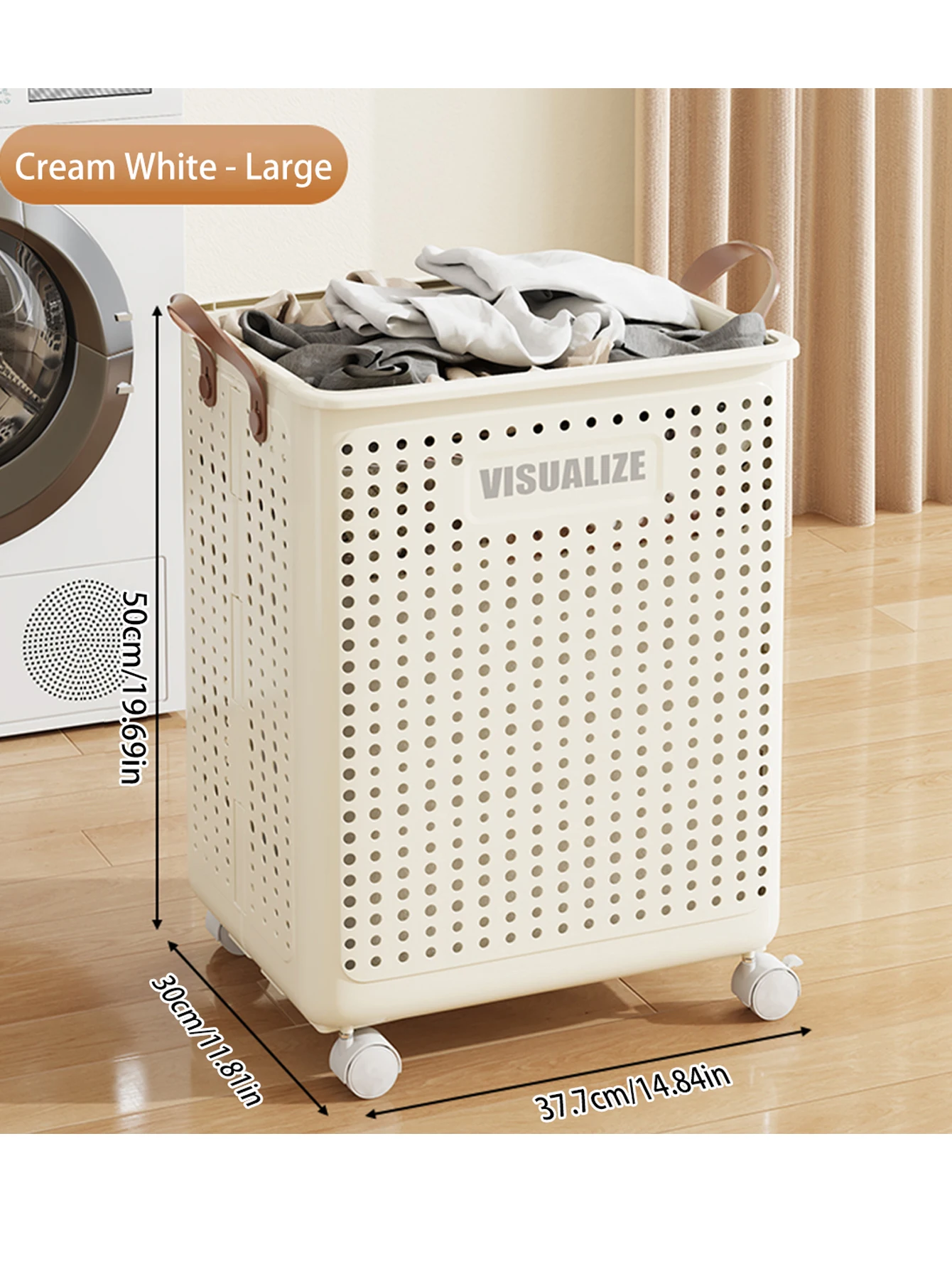 ตะกร้าเก็บของอเนกประสงค์แบบมีล้อพับได้ 1 ชิ้น ตะกร้าใส่ผ้าสกปรก เหมาะสำหรับจัดระเบียบห้องน้ำและระเบียง