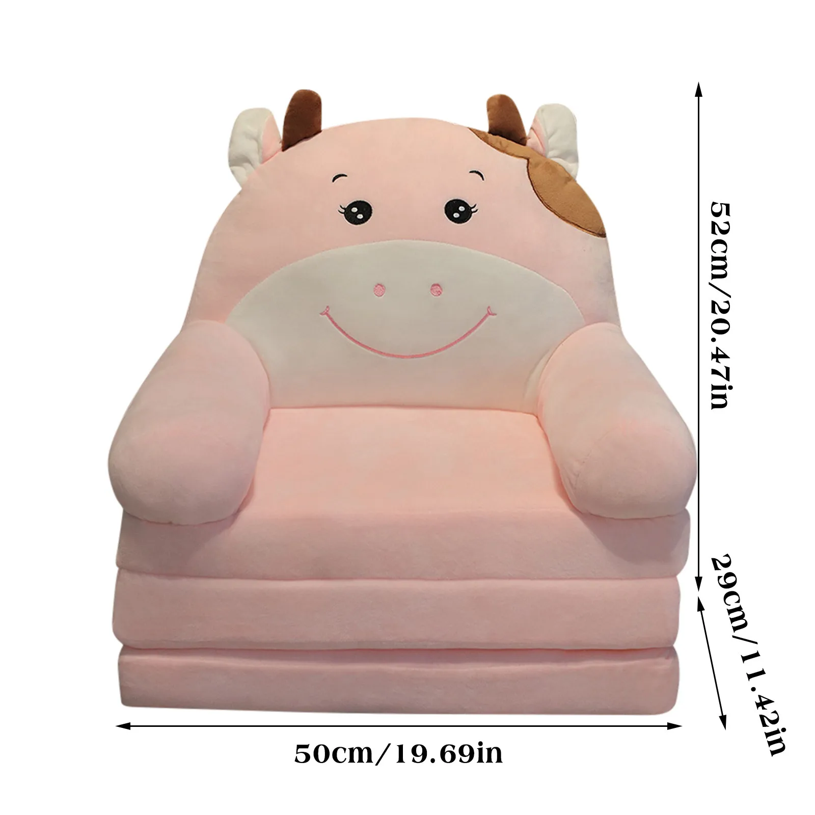 Pluche Opvouwbare Kinderbank Rugleuning Fauteuil 2-in-1 Kleine Kinderzitje Leuke Cartoon Luie Slaapbank voor Woonkamer Geen voeringvuller