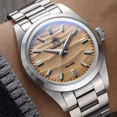 

Мужские кварцевые часы ADDIESDIVE, роскошные винтажные часы из твердой нержавеющей стали, 36 мм, с текстурированным циферблатом, водонепроницаемые часы 100 м