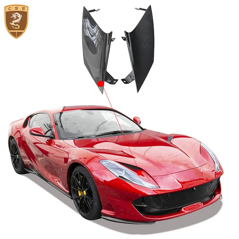 2Pcs Car Spare Part Front Headlight Cover Air Vent For Ferrari 812 OEM Style Dry Carbon Fiber Lamp Hood Decoration Accessory