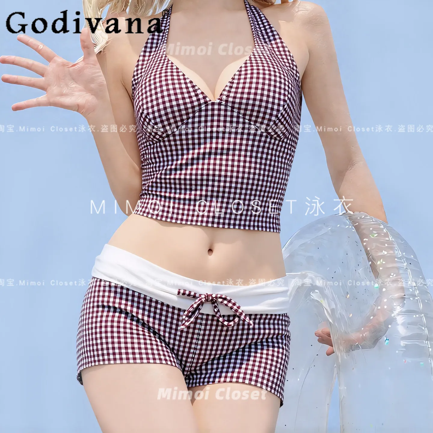 

2026 Summer New Sexy Hot Girl Plaid Two-Piece Swimwear Girls Sweet Kawaii Beach Vacation Swimsuit for Women Bathing Suit