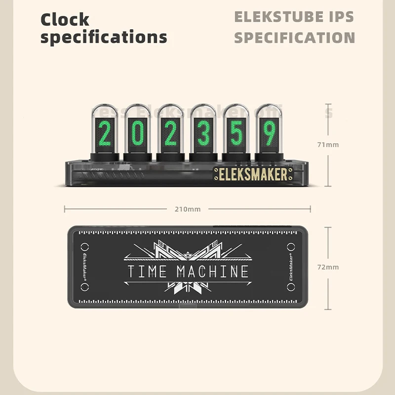 Eleksmaker Steins 게이트 시계 닉시 튜브 디지털 시계, IPS PRO PR1 PR2 PR3 디지털 홈 장식, 전자 6 비트 RGB 레트로 데스크