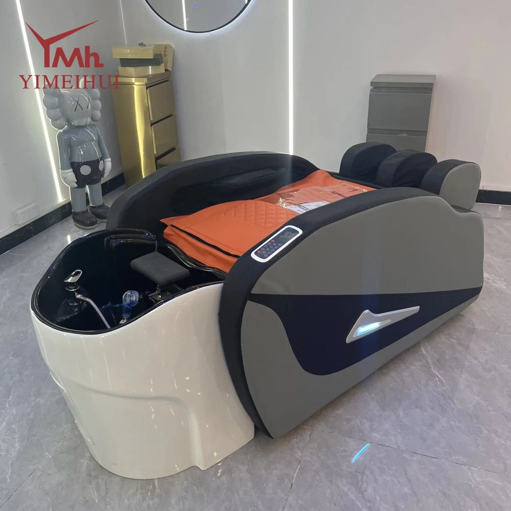 

Luxury Barbershop Salon furniture intelligent massage hair spa bed multifunctional electric salon shampoo bowl and bed