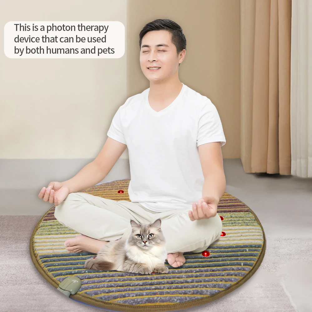 PEMF Magnetic Therapy Mat with 7 Chakra Healing Crystals - Far Infrared Round Mat for Headache Relief, Energy Balance & Stress