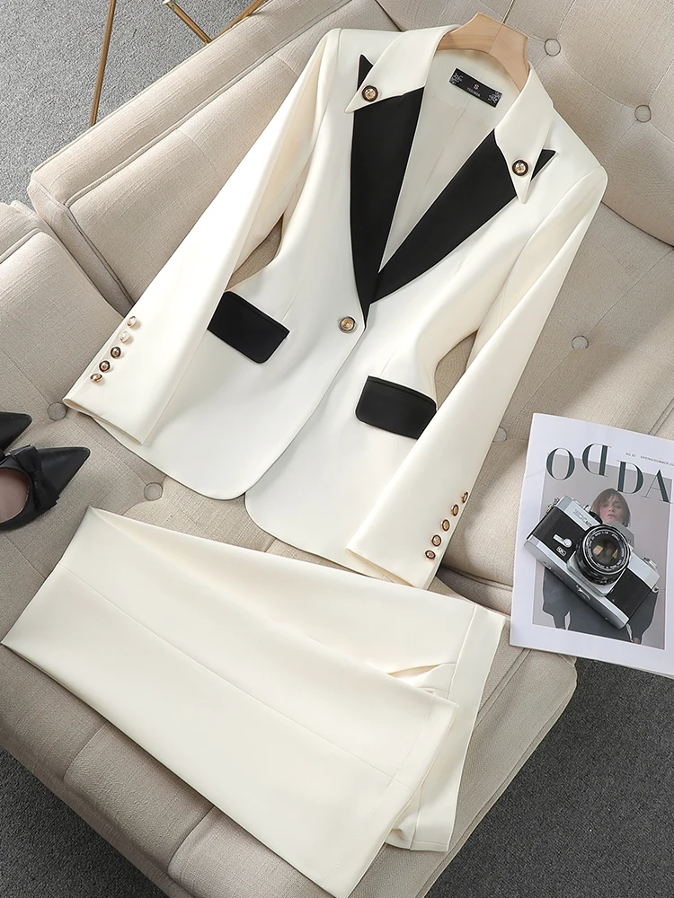 

Professional attire, niche suit set, western-style color blocked goddess style, micro pull pants 2-piece set