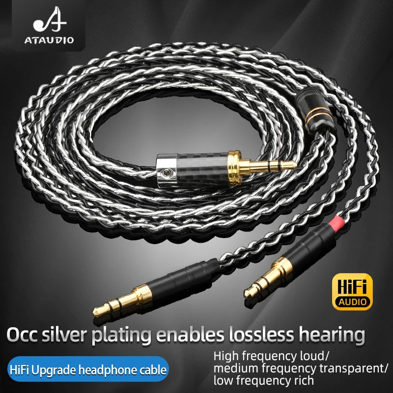 ATAUDIO HiFi Headphone Cable 4.4 2.5 6.35mm XLR Balanced  to 2 jack Stereo 3.5 Mdr Z7 Upgrade Headset Cable for HIFIMAN HE1000se