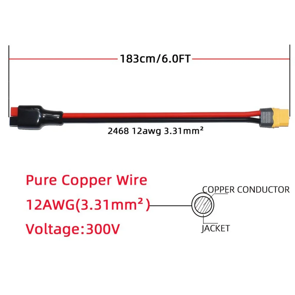 12AWG Adapter Cord RC Solar Connector Cable RC Applications Rugged Construction Silicone Wire Abrasion Resistant