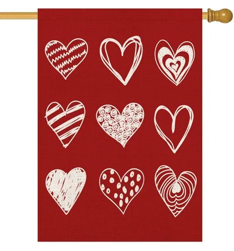 Valentine Heart House Flag Double Sided Valentine's Day Love Heart Combinatio... HHZ UUV HHM WZZ yyi