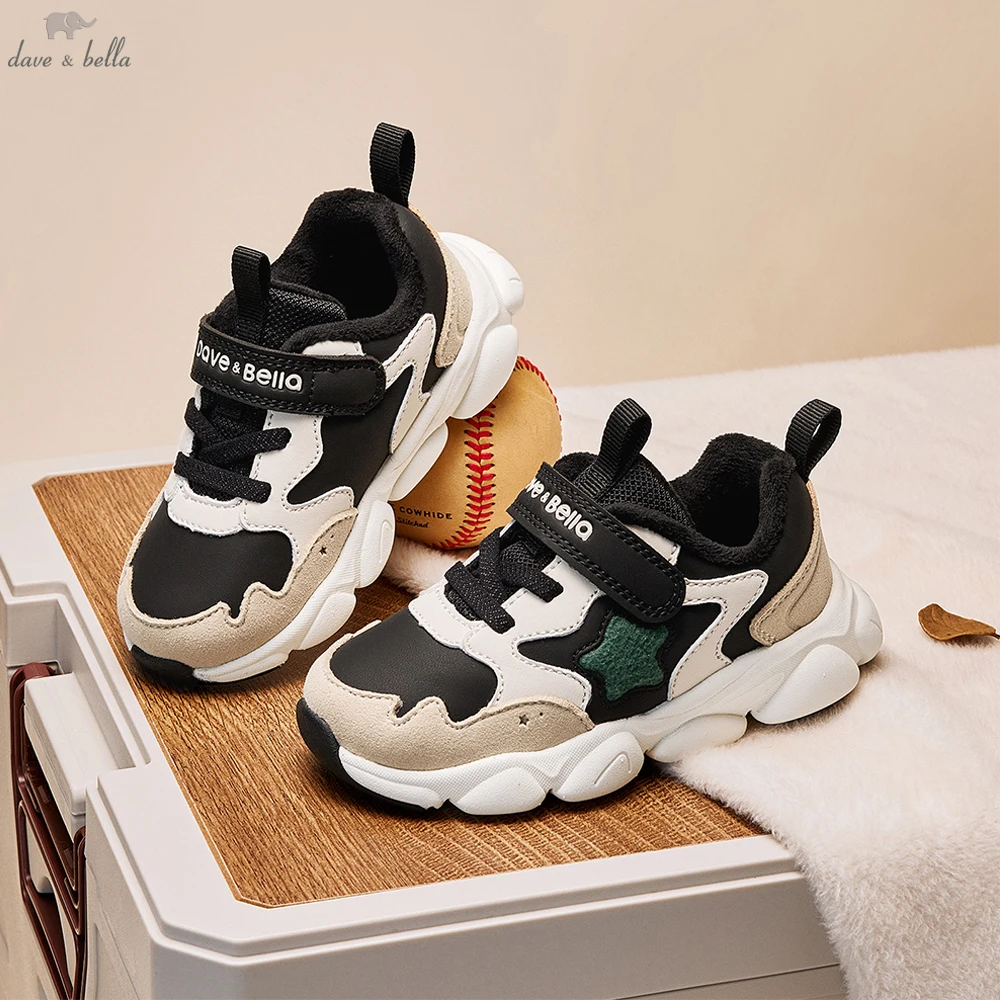 Dave Bella Children's Winter Warm Velvet Shoes for Boys Autumn Casual Shoes Children's Anti slip Sports Outdoor Shoes DB4254320