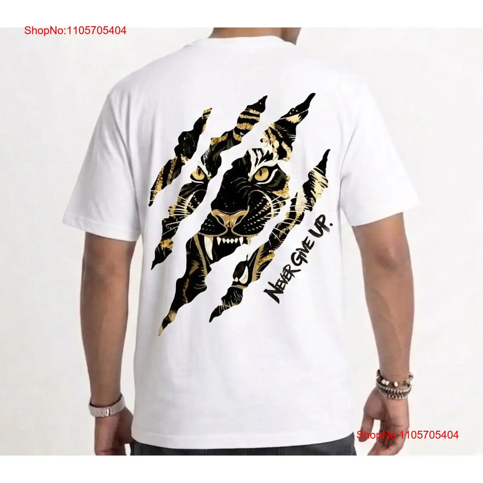 Never Give Up Tiger T Shirt Claw Mark Inspirational Streetwear long or short sleeves vintage Washed Comfortable Versatile