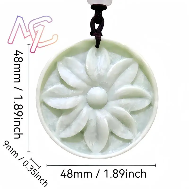Natural Real Jade Flower Pendant Necklace Designer Charm Gifts for Women Men Carved Jewelry Gift Stone Luxury Fashion Chinese