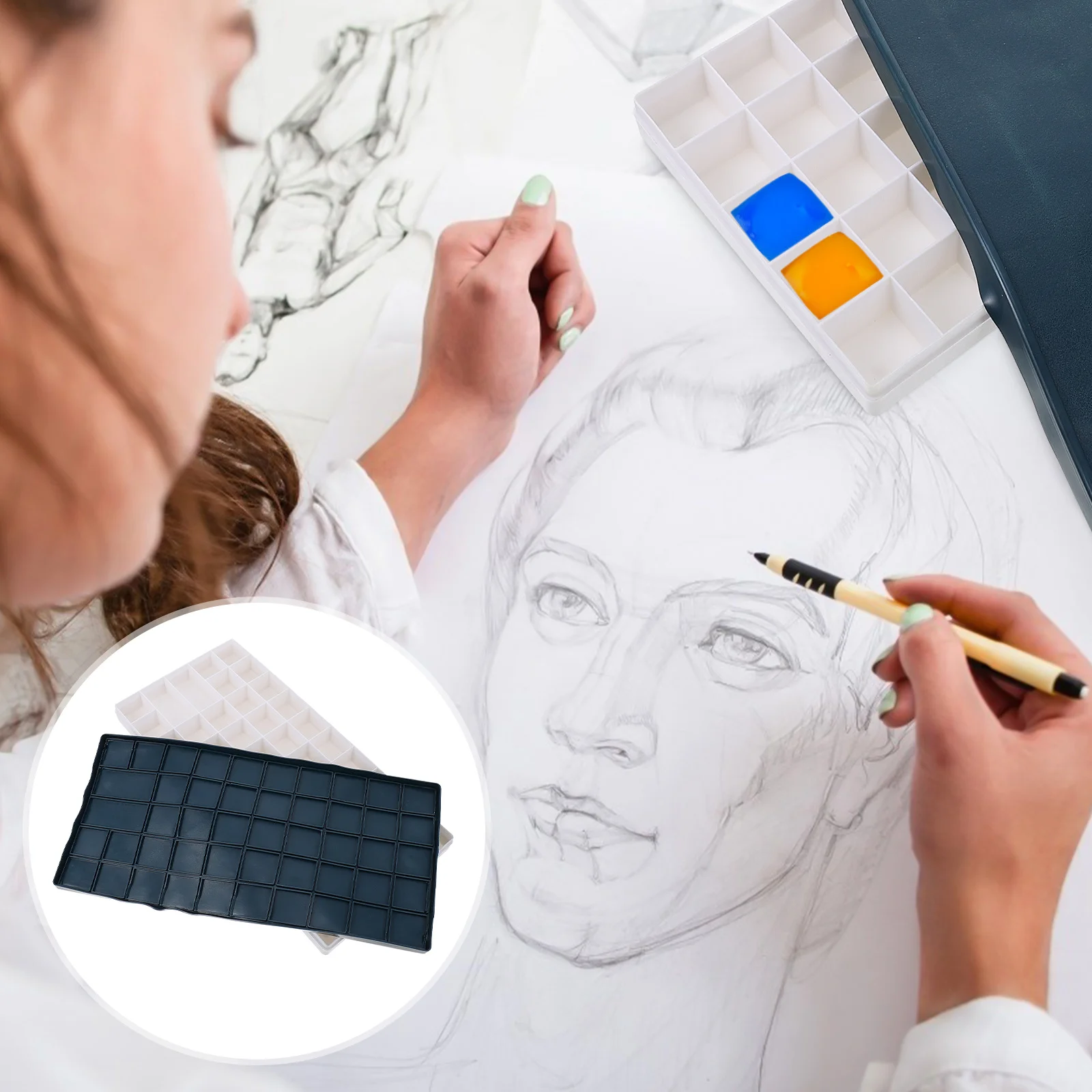 Watercolor Pigment Box Premium Art Paint Box With Compartments For Color Mixing Painting Durable Organizer Artists