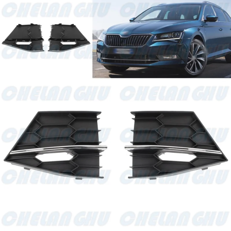 

For Skoda Superb 2015 2016 2017 2018 1 Pair Front Fog Lights Lamp Grille Cover Car accessories