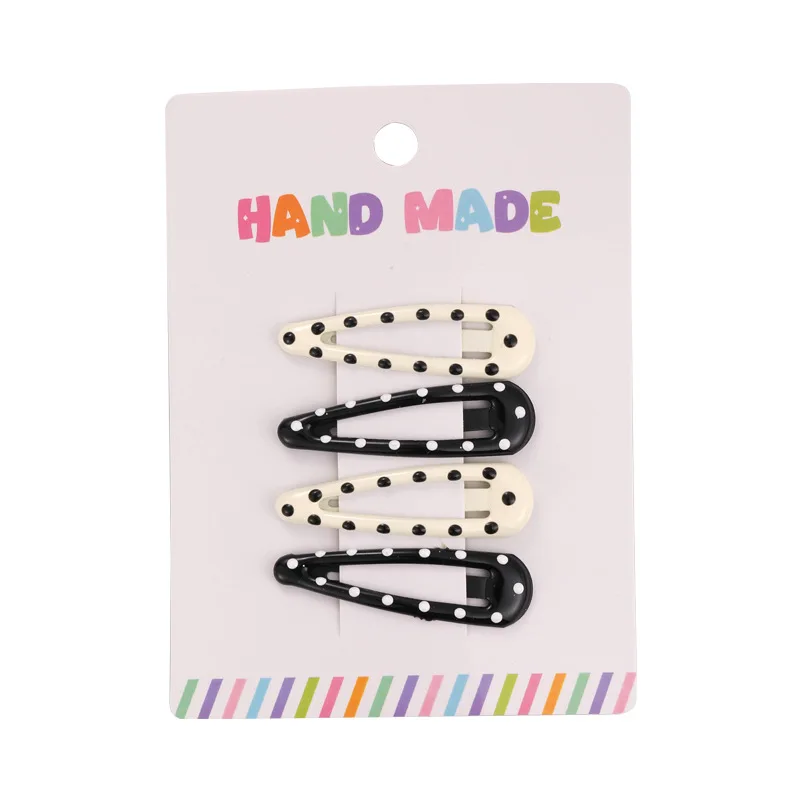 New Black White Dots Star Bow Heart Barrettes Set BB Clips y2k for Girls Cute Sweet Hairpins Child Fashion Hair Accessories Gift