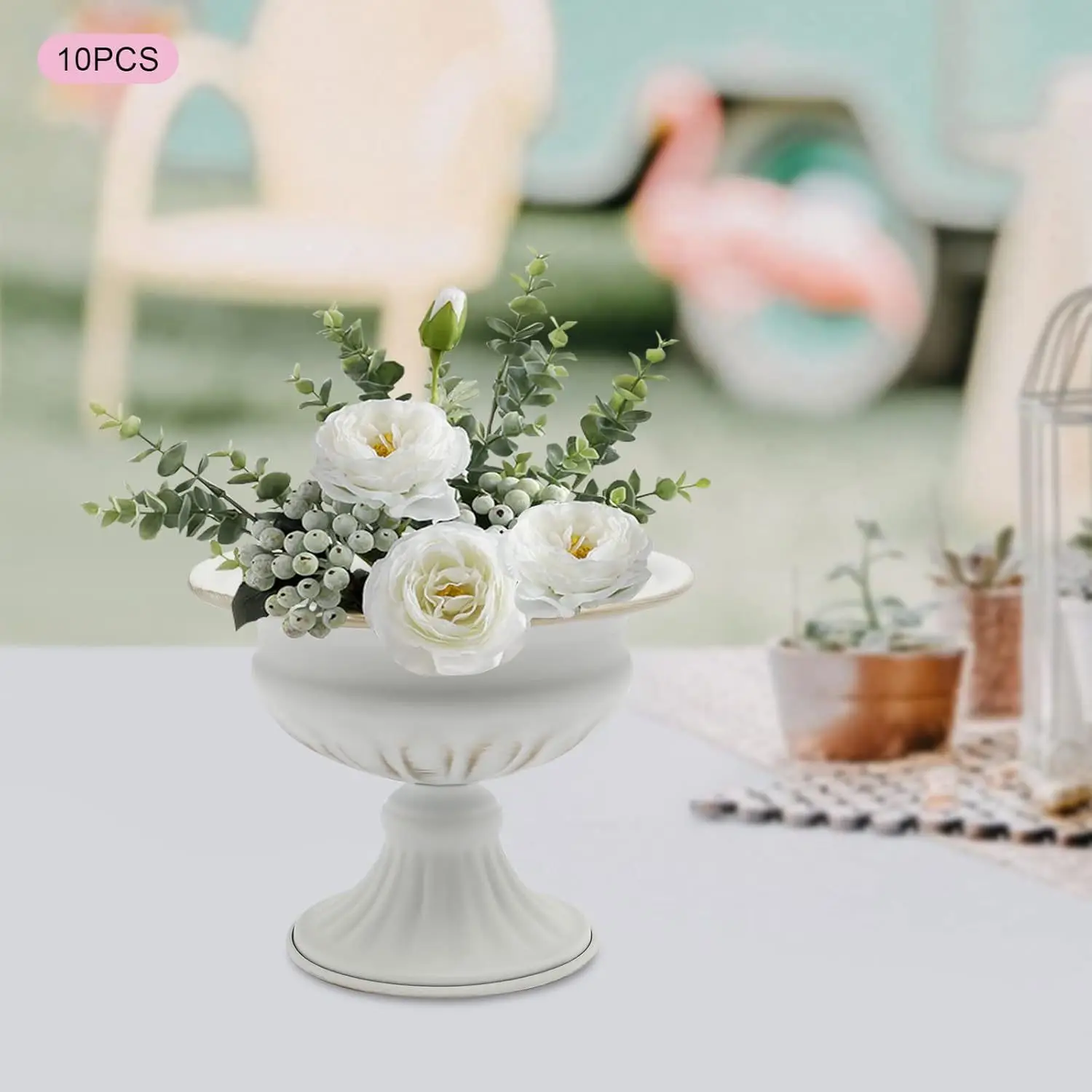 

Набор из 10 маленьких белых золотых ваз, высотой 12 см, элегантный минималистичный дизайн для современных интерьеров