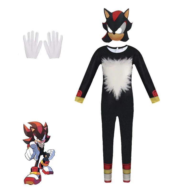 Dd12Sonic niños Miles Prower Knuckles Shadow Hedgehog mono Anime Sonic Cosplay disfraz de fiesta de cumpleaños de Halloween niñas