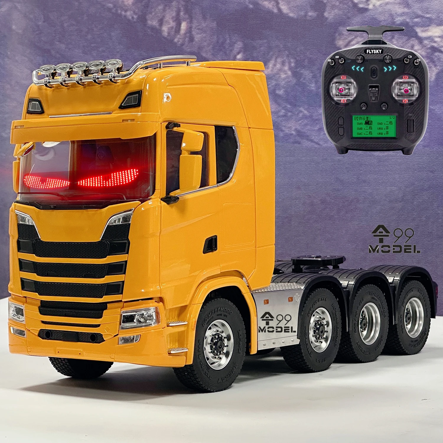 

Модернизированная система освещения 1/14 8x8 RC Прицеп со звуковой системой ST8 Модель прицепа с дистанционным управлением Игрушечный автомобиль с дистанционным управлением для мальчика