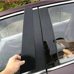 6Pcs Car Door Window Column BC Pillar Post Trim Glossy Black Sticker Parts For Toyota Corolla E140 2007 2008 2009 2010 2011-2013