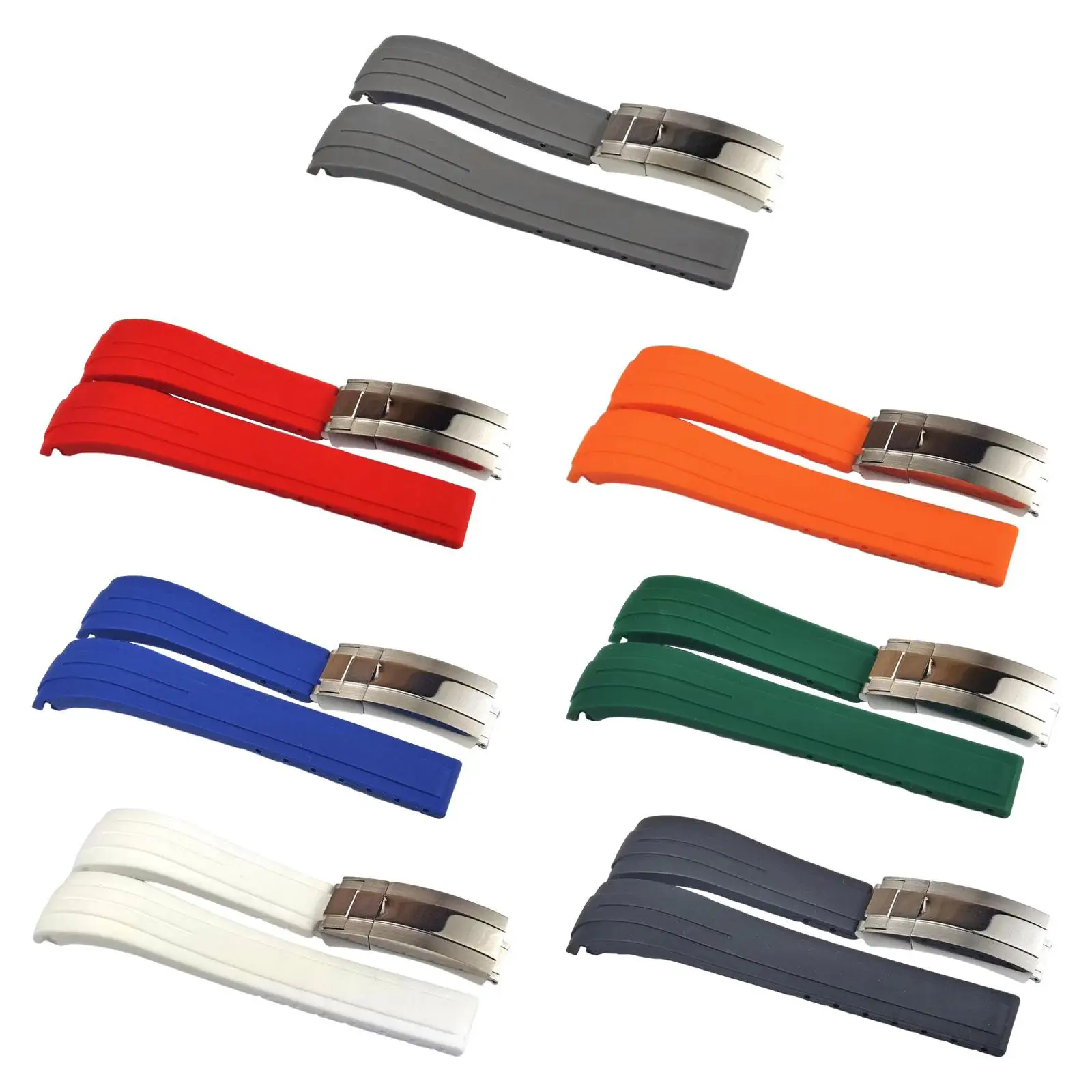 Silicone Watch Band Replacement with Folding Buckle Accessories Watchband