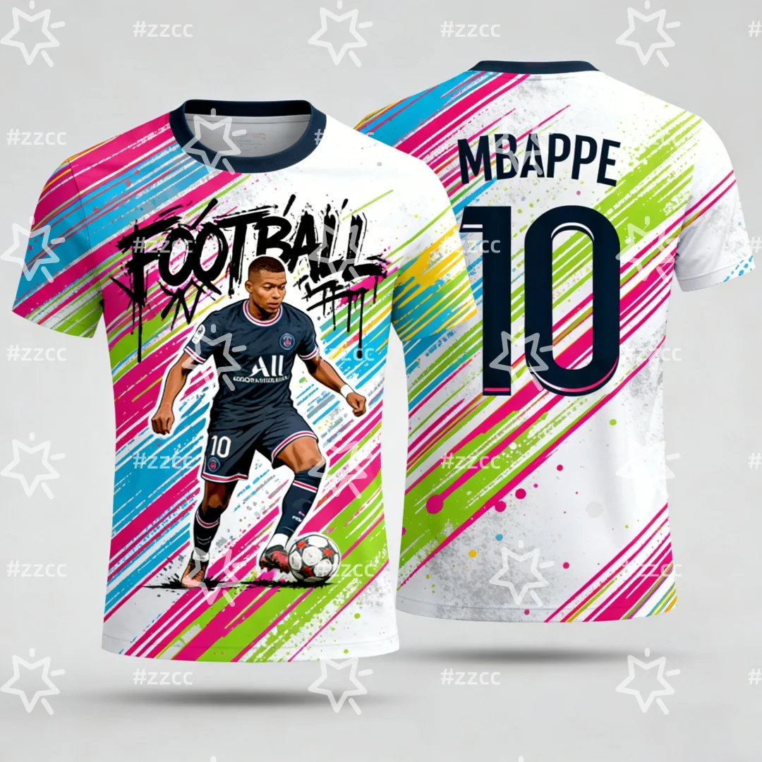 

25-26 Mbappe Competition training suit Football jersey Autumn Sports Dry Quickly Men's T-Shirt Children's Clothing Tee Y2k Woman