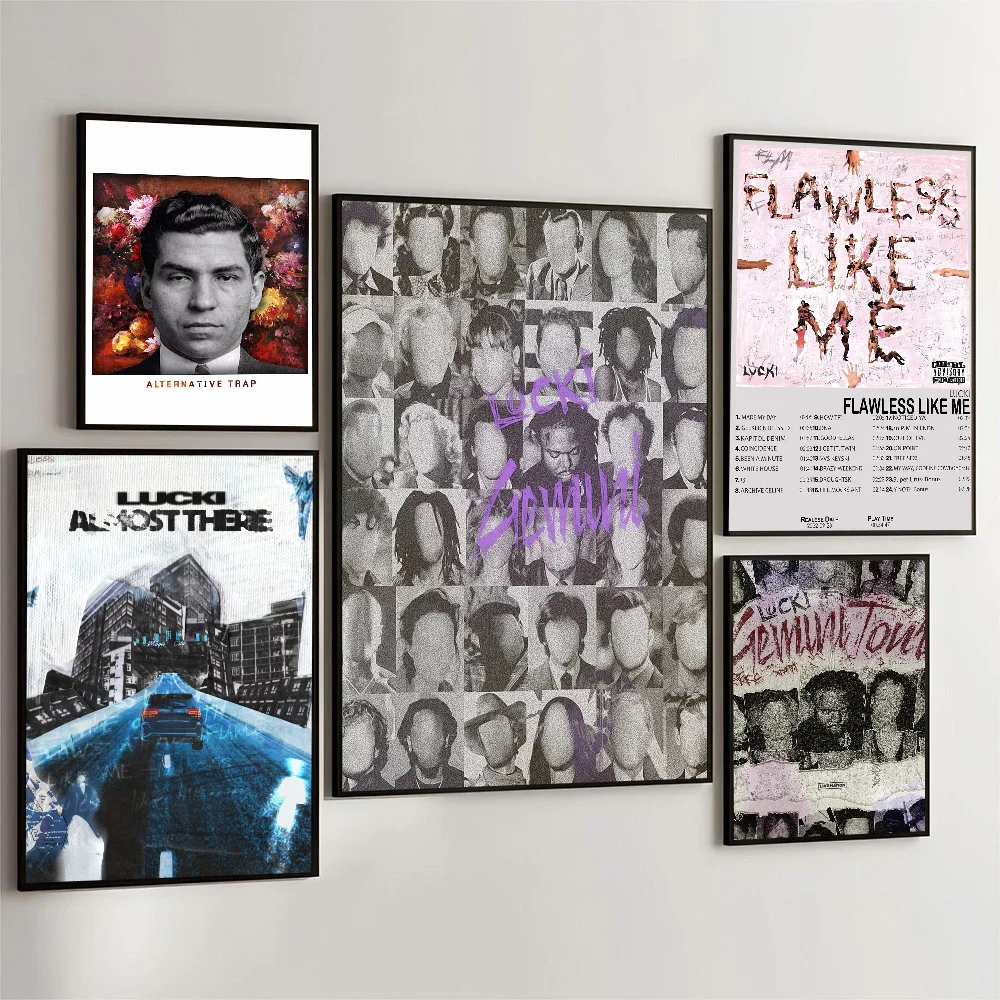 Póster de Rapero Lucki Gemini, arte autoadhesivo, pegatina de papel impermeable, decoración de pared de habitación, cafetería, Bar