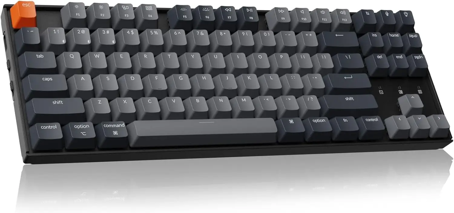 Wireless Mechanical Keyboard 87 Keys TKL Bluetooth 5.1 Type-C for Mac Windows White Backlight Brown Switch