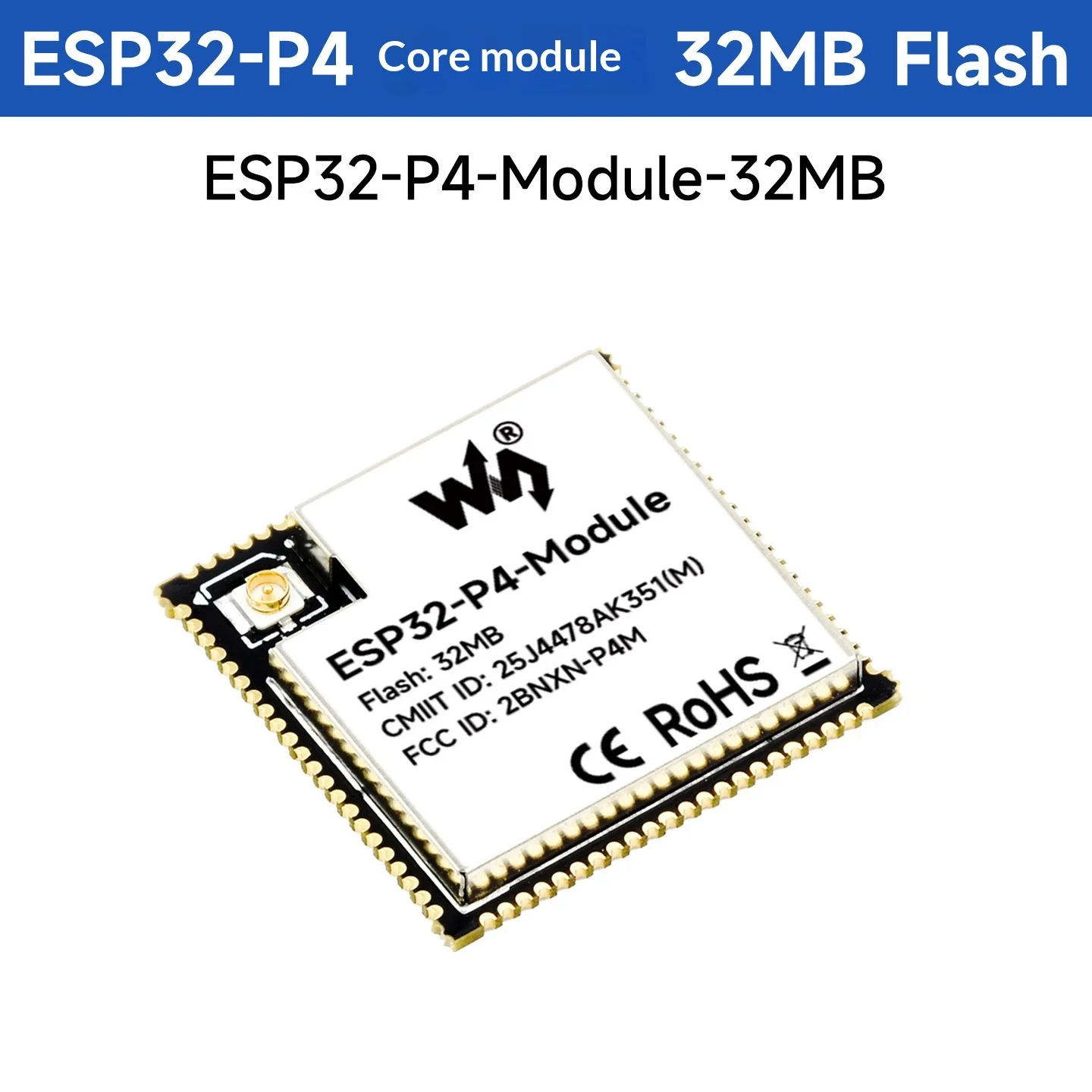 ESP32-P4 and ESP32-C6 Dual-Chip MCU Module, 32MB PSRAM, Wi-Fi 6, Bluetooth 5.3, 16MB/32MB Flash