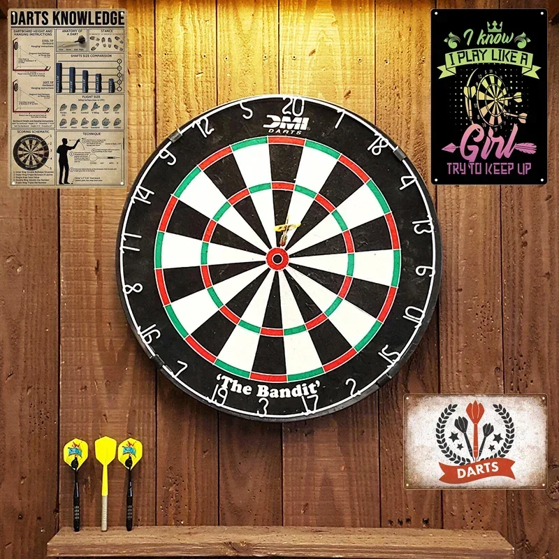 Darts Knowledge Dart Board Play Darts Game Vintage Tin Sign Metal Plaque Retro Poster Garage Man Cave Room Home Wall Decor Gift