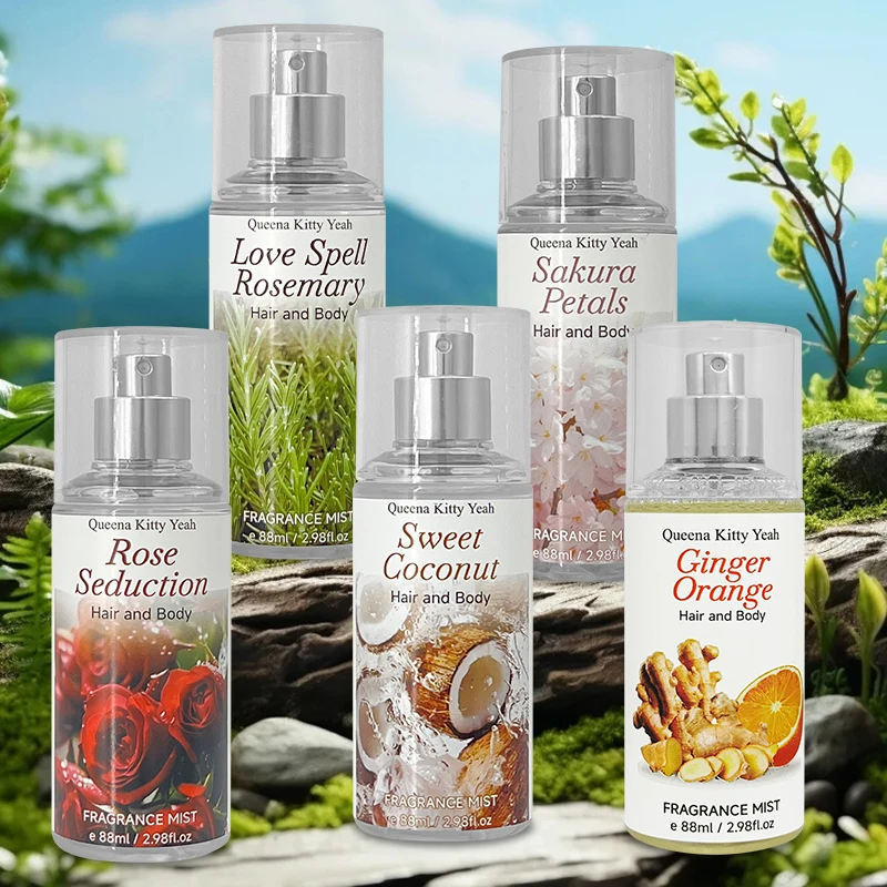 

Body Fragrance Mist 88ml - Love Spell Rosemary/Sakura Petals/Rose Seduction/Sweet Coconut/Ginger Orange, Long-Lasting Natural Sc