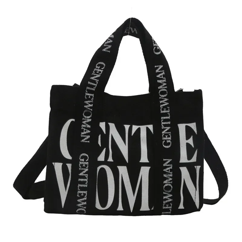 حقيبة كتف نسائية من القماش الفاخر الخفيف 2025 - ريترو - تصميم عصري مطبوع عليه حروف #2