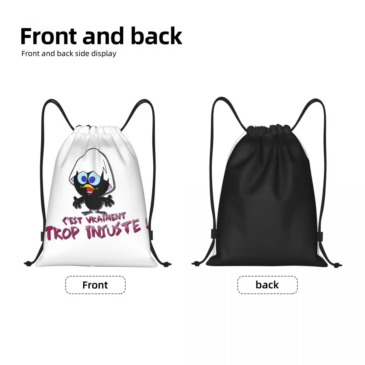 Calimero Drawstring Backpack Women Men Gym Sport Sackpack Foldable Cartoon Comic Training Bag Sack