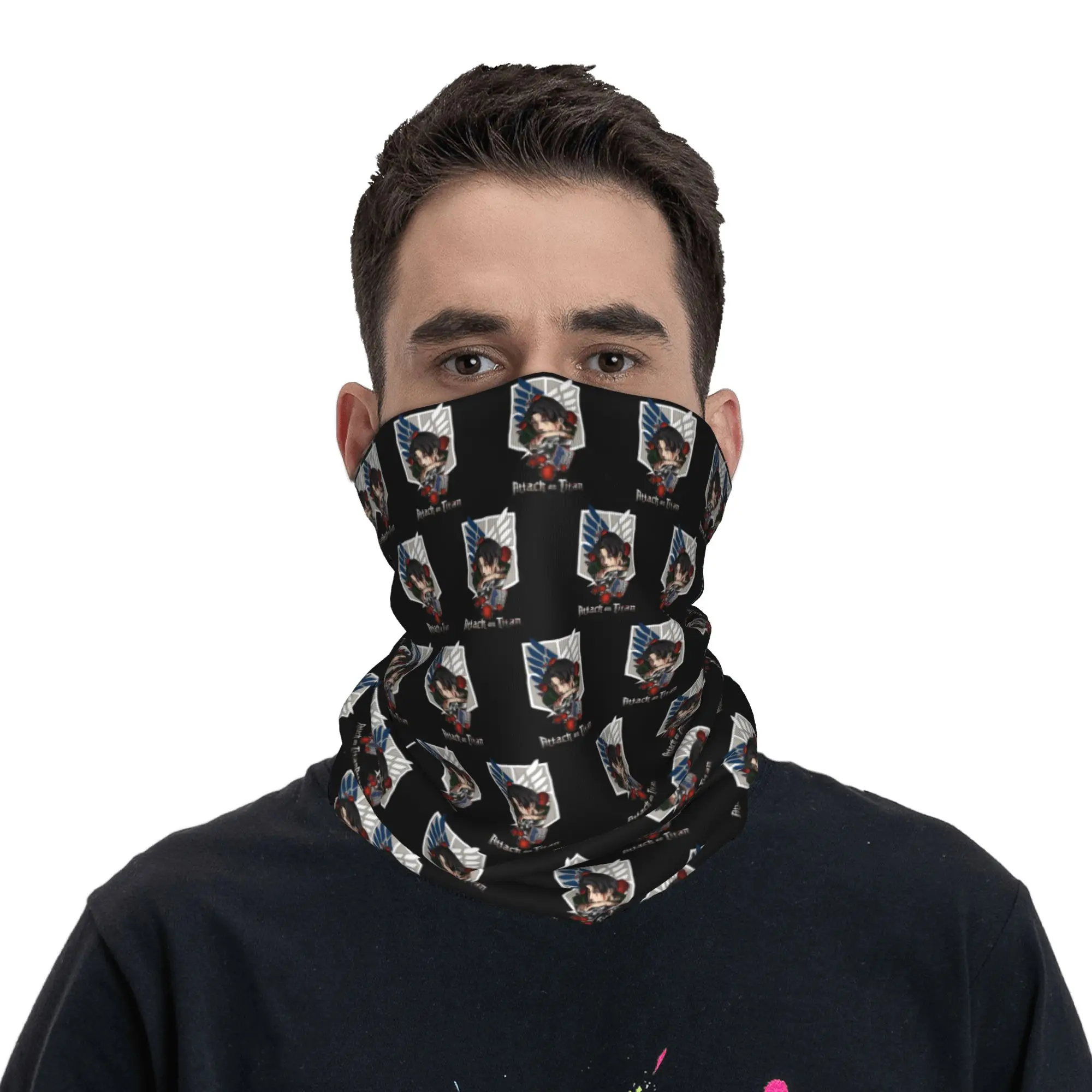 

Japane Manga Attack on Titan Anime Bandana Neck Gaiter Windproof Face Scarf Cover Women Men Headband Tube Balaclava