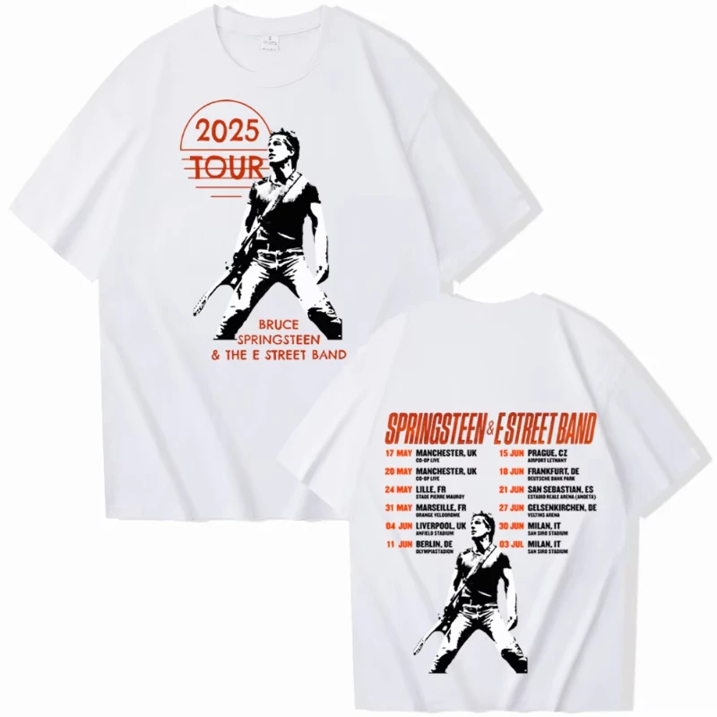 เสื้อยืด Bruce Springsteen และ E Street Tour ฤดูร้อน 2025 สำหรับผู้ชาย ผ้าฝ้ายแท้ สไตล์ลำลอง ฮิปฮอป ฮาราจูกุ คอกลม ทรงหลวม เสื้อผ้าลำลอง ของขวัญ