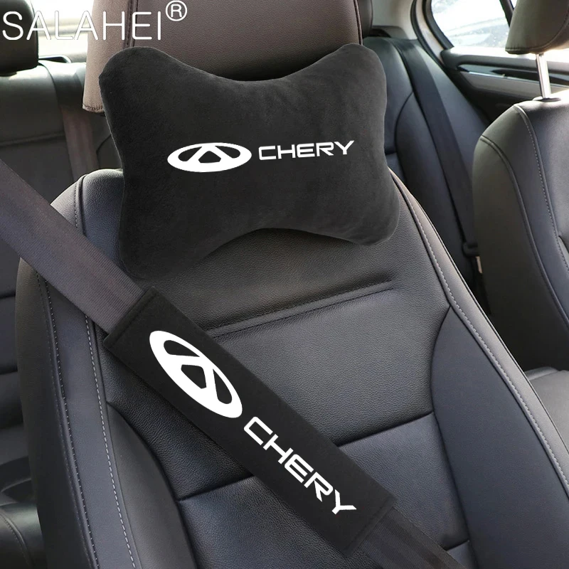 Car Headrest Breathable Neck Pillow Car Seat Belt Shoulder Pad Cover For Chery QQ Tiggo 2 3 4 7 8 Pro T11 Arrizo 3 A13 IQ Fulwin