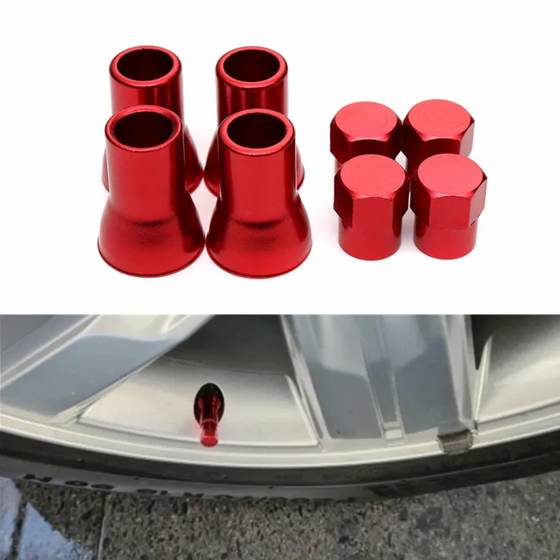 

4 Set TR413 Red Car Truck Tire Wheel Tyre Valve Stem Hex Caps with Sleeve Covers Tyre Valve Caps Car Wheel Tire Valve Caps