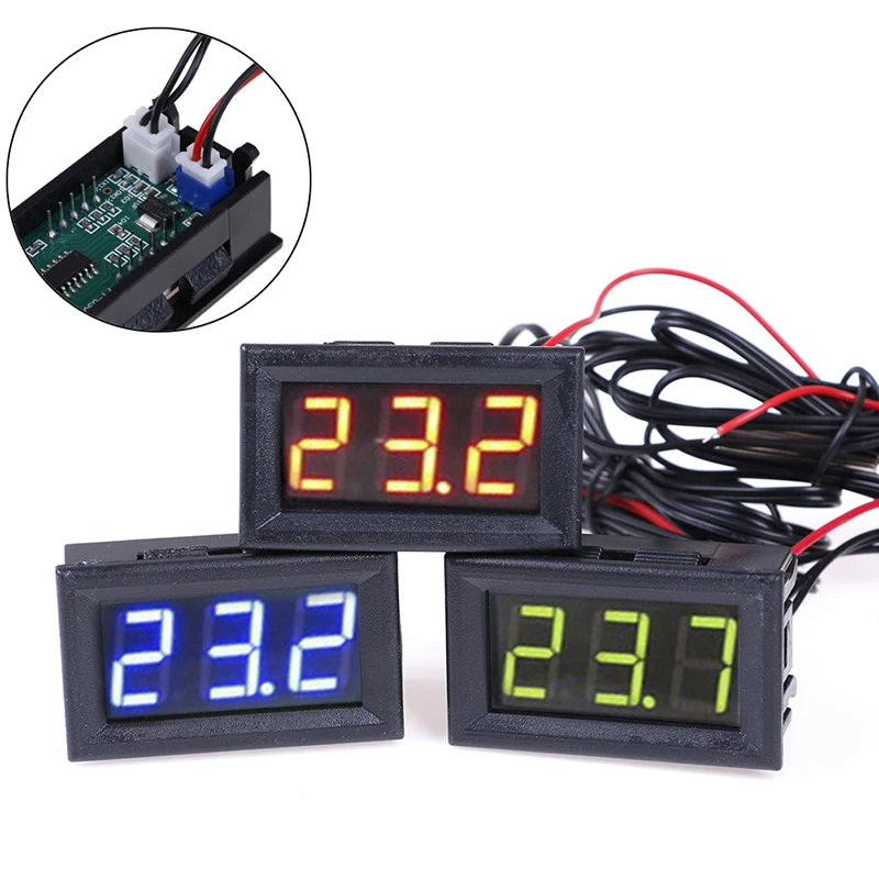 1pcs termômetro digital com sonda de 1m DC5V-12V LED termômetro para monitor de temperatura do carro painel medidor faixa de medição-50-110 ° c