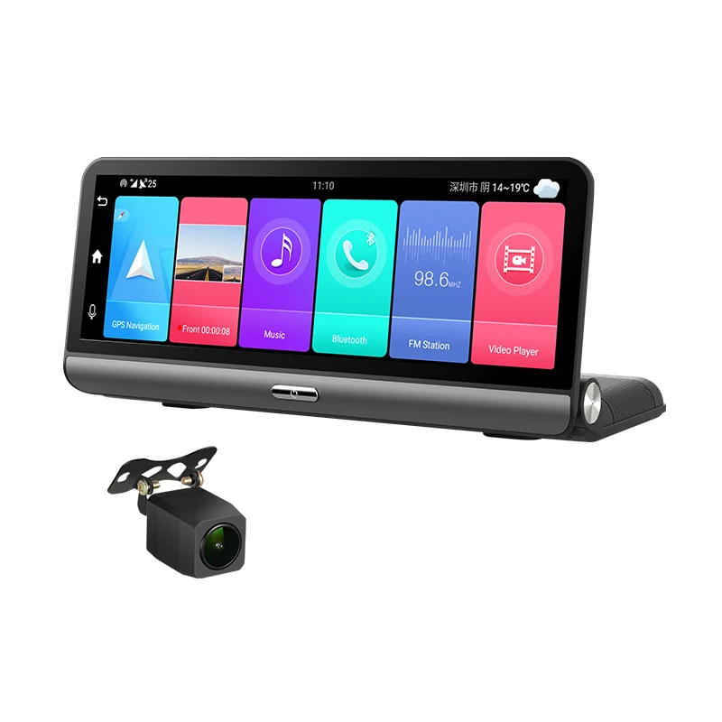 Dashboard Car Black Box P03 8 inch Touch Screen 4G Android Car DVR Camera with WIFI GPS Navigation ADAS Dual Camera HD1080P