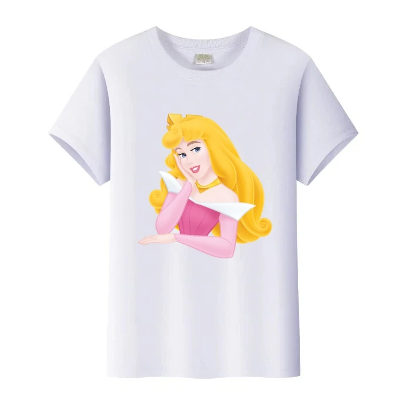 ديزني سنو وايت والأقزام السبعة الأميرة الأصدقاء طباعة المحملة الاطفال فضفاض تي شيرت س الرقبة التي شيرت المرأة بلوزة الأسرة الفتيات #3