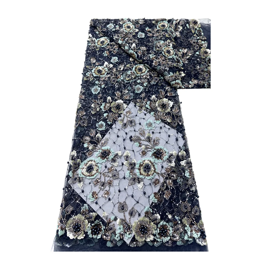 قماش دانتيل مطرز بالترتر الثقيل الأفريقي قماش نيجيري فرنسي تول مطرز قماش دانتيل شبكي موضة فستان حفلات الزفاف