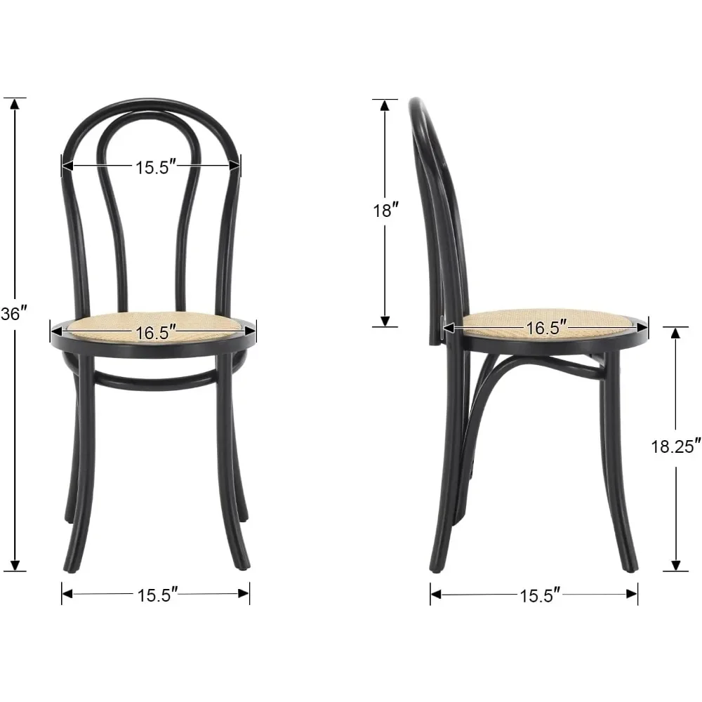 Conjunto de 4 cadeiras de jantar vintage, thonet, madeira sólida, rattan, sala de jantar, sem braços, país francês, cadeiras de cozinha para casamento