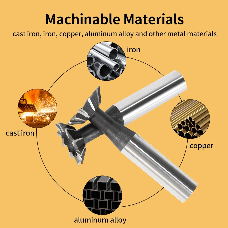 RIGTIP High Speed Steel Groove Milling Cutter 16-60mm 45/50/55/60 Degree CNC Straight Shank Dovetail Groove End Mill