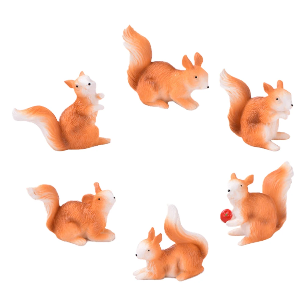 

6pcs Miniature Squirrel Figurines Adorable Resin Craft Animal Decor Tiny Statues Garden Ornaments Outdoor Animals Miniatures
