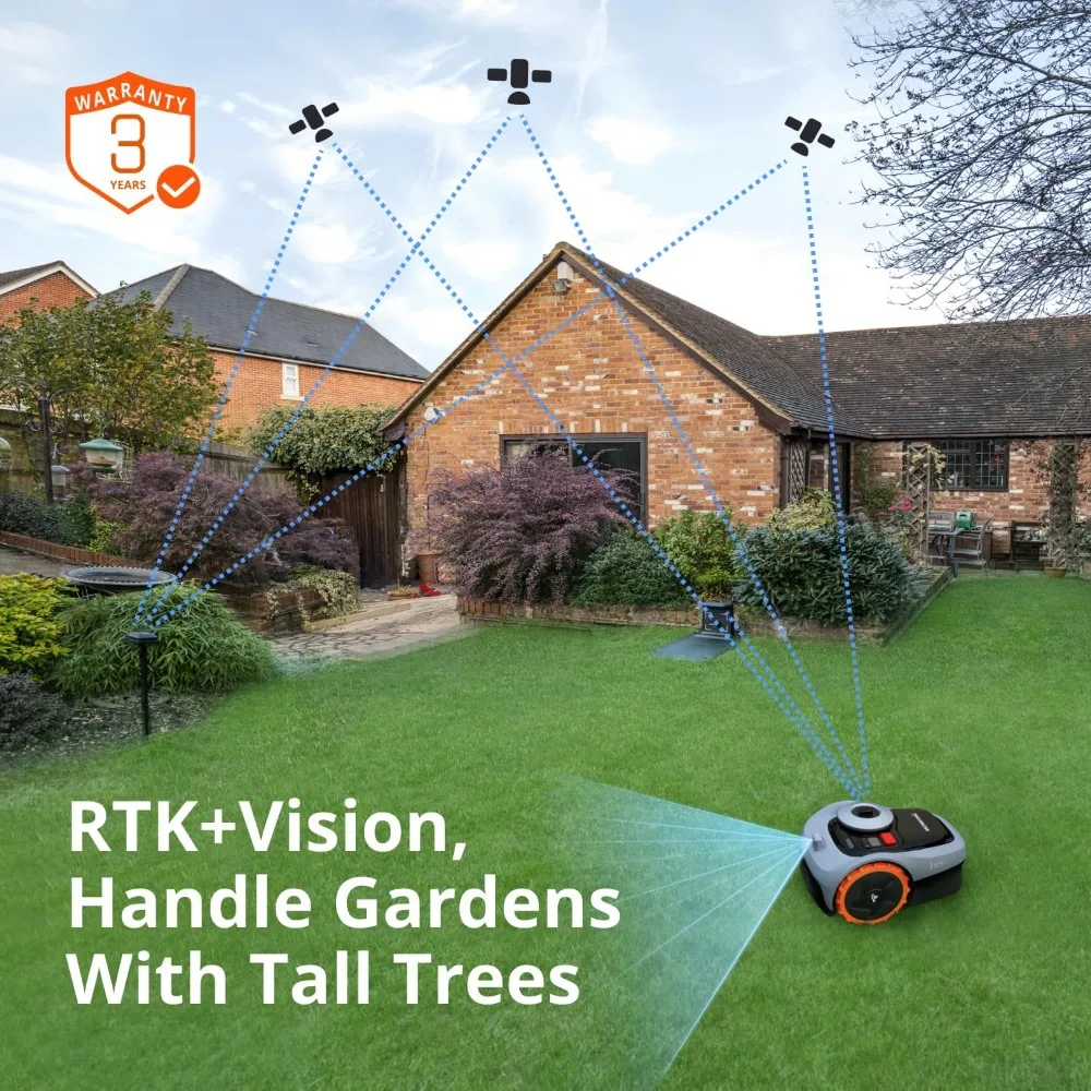 

Segway i105N Robot Lawn Mower Perimeter Wire Free 1/8 Acre RTK+Vision Robotic Lawnmower, AI-Assisted Mapping