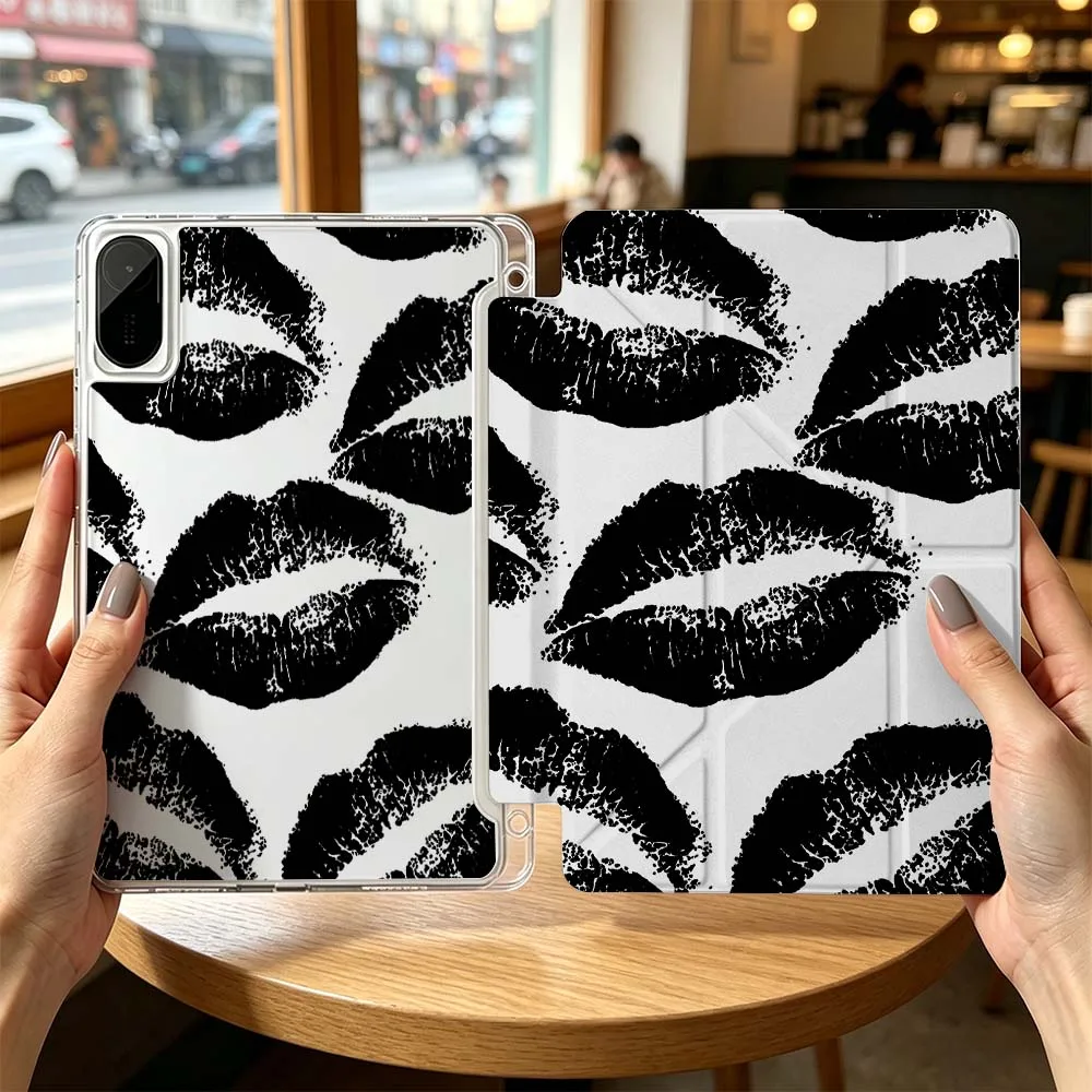 Black Lipstick Kiss Pattern Cool For Xiaomi Redmi Poco Pad 8 7 6 5 C1 SE 9.7 11.2 12.1 11 inch 3Y Tablet Case