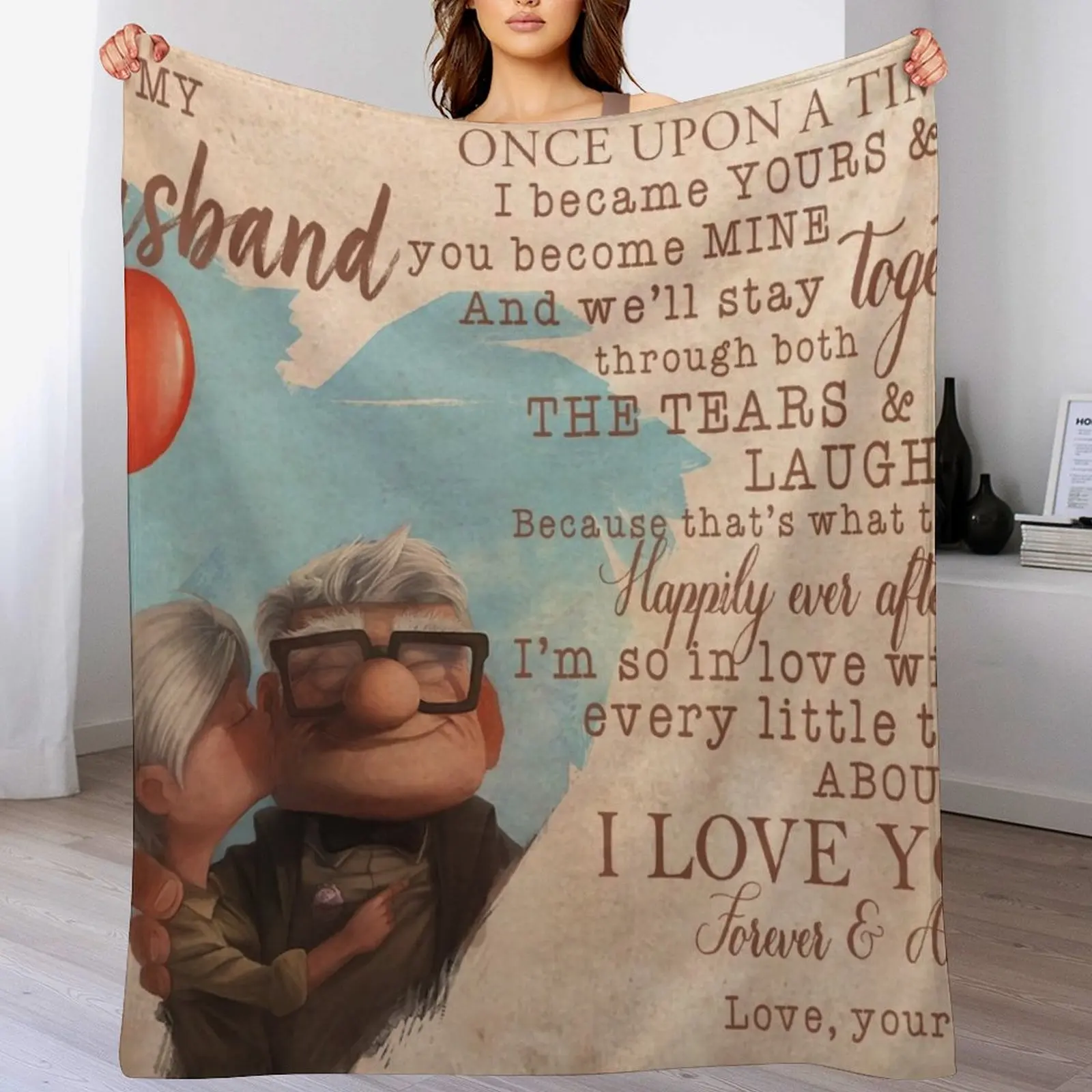 Carl And Ellie To My Husband I'm So In Love With Every Little Thing About You, Valentines Gift For Husband Throw Blanket